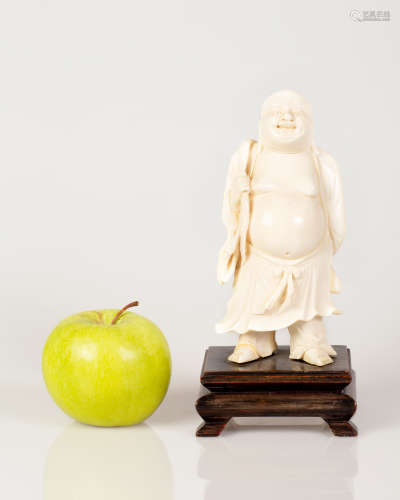 Old Chinese Bone Figurine Laughing Buddha Shape