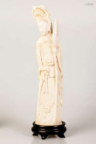 Old Chinese Bone Figurine - Female Warrior Figure