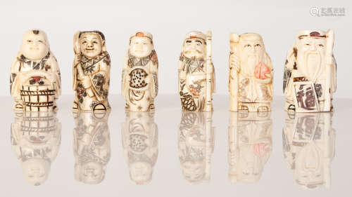 Lot 6 Bone Statuettes Chinese Immortals and Buddha