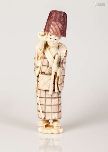 old signed Chinese bone sculpture of a monk