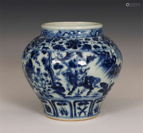 CHINESE BLUE&WHITE PORCELAIN BOWL WITH FIGURE DESIGN