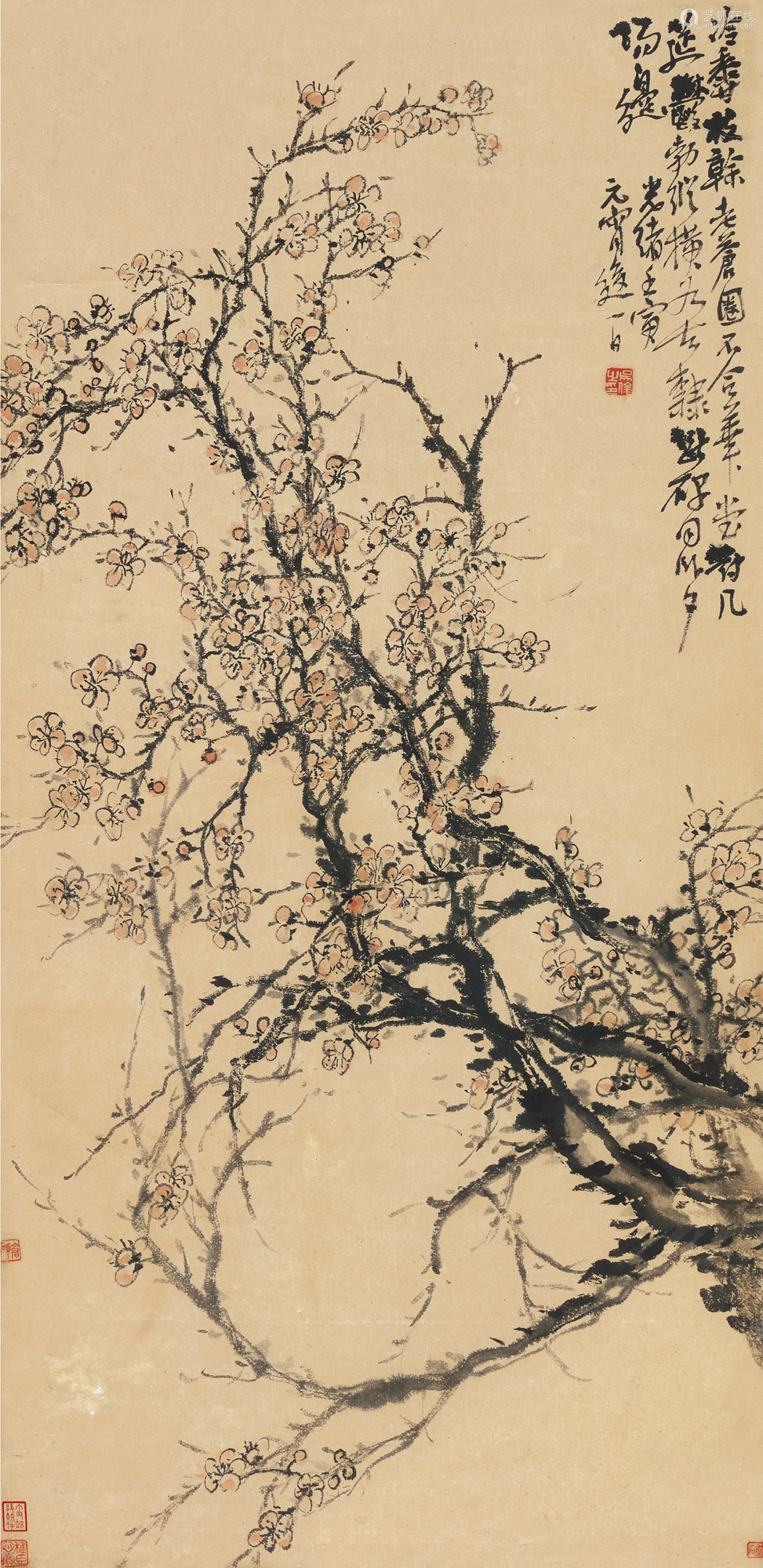 吴昌硕 1902年 梅花冷香图 立轴 设色纸本