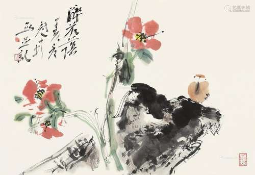 吴冠南（b.1950） 2007年作 醉花荫 镜片 设色纸本