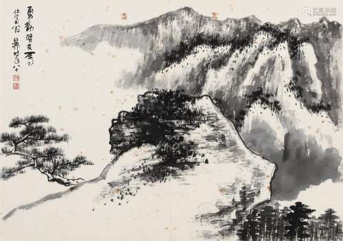 谢稚柳（1910～1997） 松山空蒙 镜片 水墨纸本