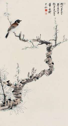 谢稚柳（1910～1997） 1946年作 梅花小鸟 立轴 设色纸本
