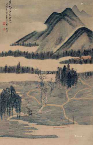 谢稚柳（1910～1997） 1944年作 拟赵令穰笔意 镜片 设色纸本