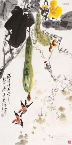 唐云（1910～1993） 1974年作 瓜瓞图 立轴 设色纸本