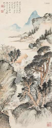 唐云（1910～1993） 1947年作 云山幽居图 立轴 设色纸本