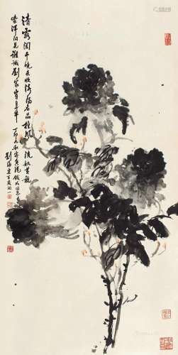 刘海粟（1896～1994） 1987年作 富贵图 镜片 设色纸本
