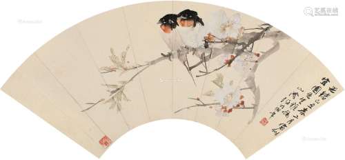 任伯年（1840～1895） 1889年作 梨花双燕 镜片 设色纸本