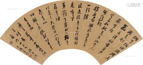 吴云（1811～1883） 行书七言诗 镜框 金笺