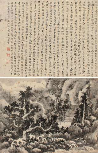 恽向（1586～1655） 山涧亭瀑 立轴 水墨纸本