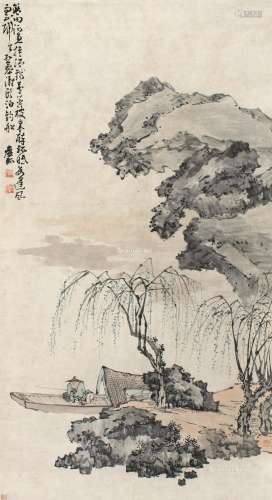 黄慎（1687～约1770） 寒江独钓 立轴 设色纸本