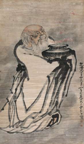 黄慎（1687～约1770） 1744年作 人物 立轴 设色纸本
