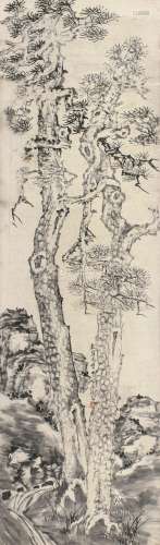 李鱓（1686～1762） 1744年作 松石图 立轴 水墨纸本