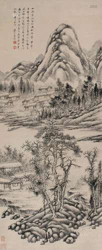 王宸（1720～1797） 1750年作 野寺仙踪 立轴 水墨纸本