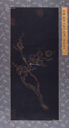 乾隆帝（1711～1799） 金梅图 镜框 设色绫本