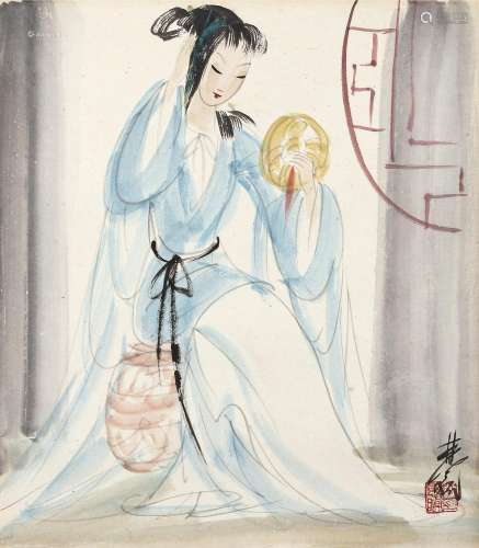 林风眠（1900～1991） 仕女 镜片 设色纸本