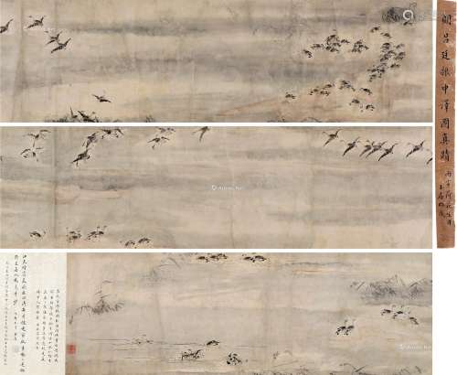 吕纪（1429～1505） 芦雁图卷 手卷 设色纸本