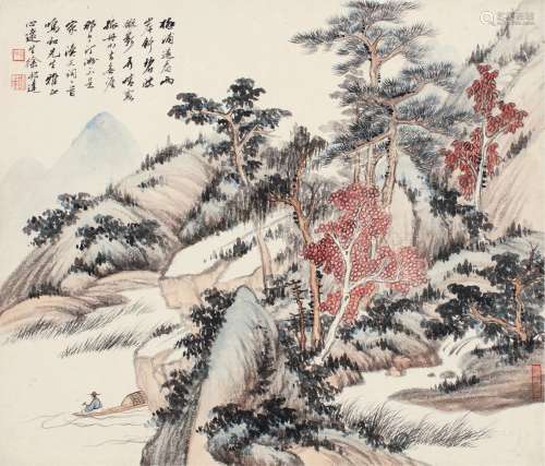 徐邦达（1911～2012） 秋山泛舟 镜片 设色纸本
