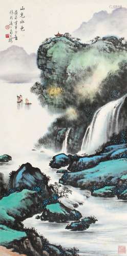 黄幻吾（1906～1985） 山光水色 立轴 设色纸本