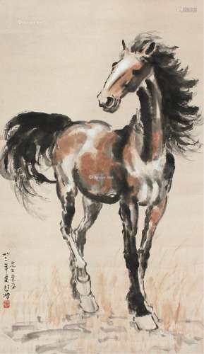 徐悲鸿（1895～1953） 1944年作 骏马 镜片 设色纸本