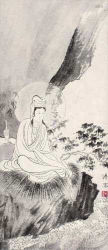 溥儒（1896～1963） 观音大士 镜框 水墨纸本