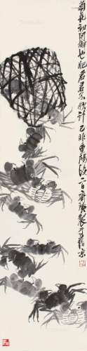 齐白石（1863～1957） 笼蟹图 立轴 水墨纸本