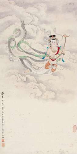 孙宗慰（1912～1979） 凤首一弦琴 立轴 设色纸本