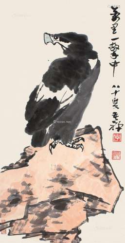 李苦禅（1899～1983） 远瞻 立轴 设色纸本