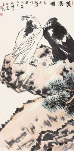 李苦禅（1899～1983） 1979年作 双英图 立轴 设色纸本