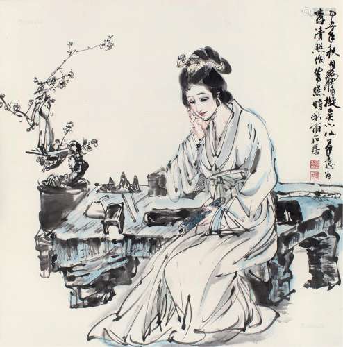 黄胄（1925～1997） 1985年作 李清照像 立轴 设色纸本