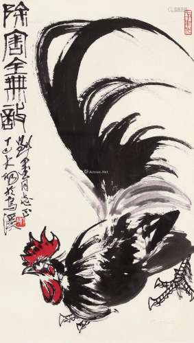 陈大羽（1912～2001） 1977年作 除害全无敌 镜框 设色纸本