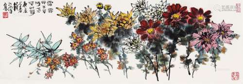 钱行健（1935～2010） 2000年作 花卉 镜片 设色纸本