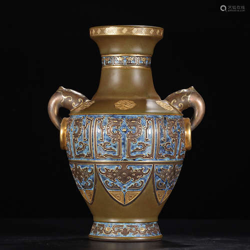 Chinese Tea Dust Glazed Porcelain Vase