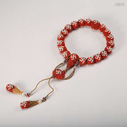 Chinese Coral Prayer Beads