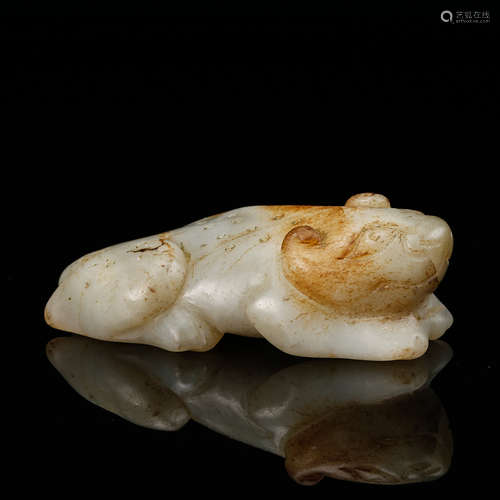 Chinese White Jade Cared Cat