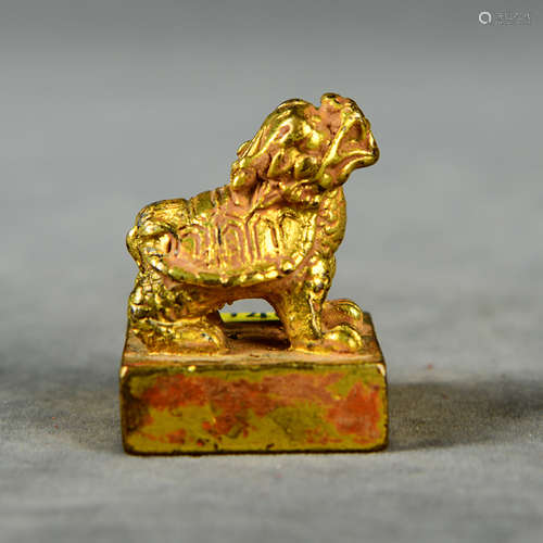 Chinese Gilt Bronze Tortoise Seal