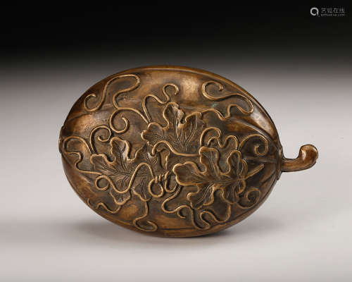 Chinese Bronze Gourd Cover Box