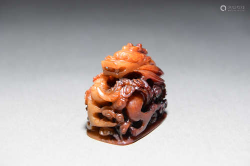 Chinese Jade Carved Dragon Censer Finial