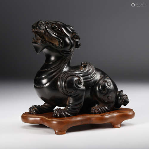 Chinese Hardwood Carved Beast