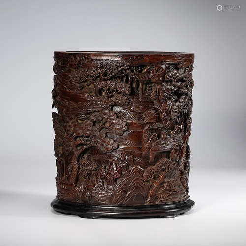 Chinese Chenxiang Wood Brush Pot