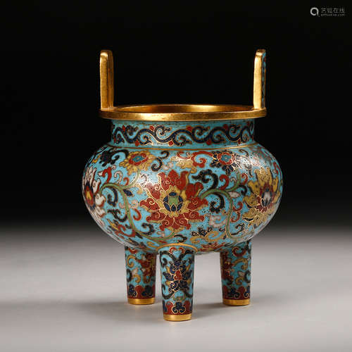 Chinese Cloisonne Tripod Censer