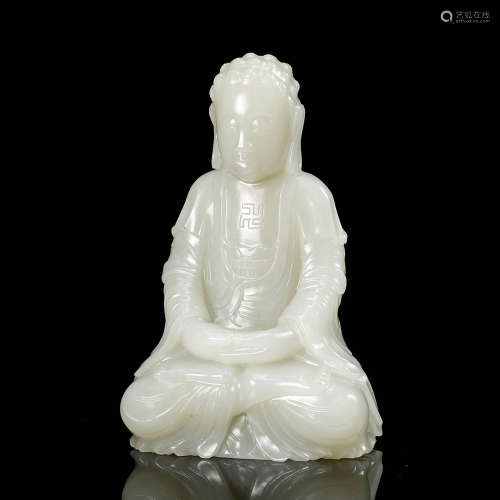 Chinese White Jade Seated Shakyamuni