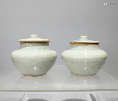 Chinese Hutian Kiln Porcelain Jar, Pair
