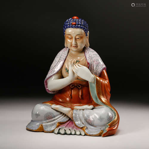 Chinese Famille Rose Porcelain Seated Shakyamuni