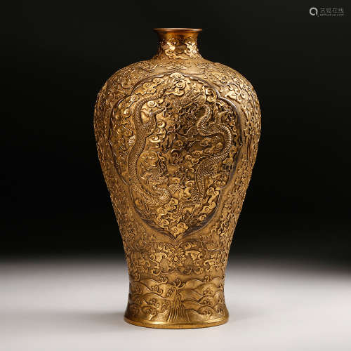 Chinese Gilt Bronze Meiping Vase