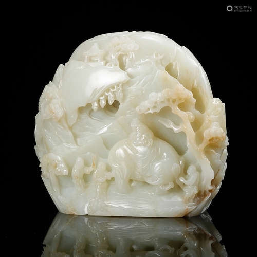 Chinese White Jade Landscape Boulder