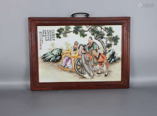 Chinese Famille Rose Figurine Porcelain Plaque