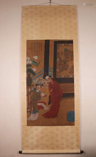 Chinese Ink And Color On Silk Painting